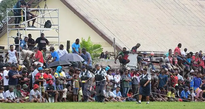 Rugby fans at Thomson Park, Navua during the Namosi-Naitasiri double header match on August 8, 2020. Photo: Ronald Kumar