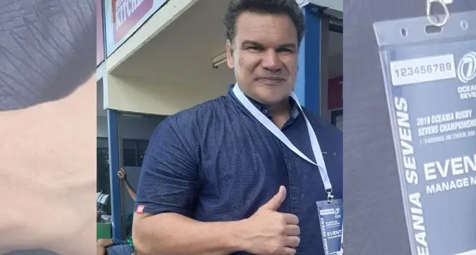 All Blacks legend and Rugby World Cup winner Michael Jones during the Oceania Rugby 7s Championship at the ANZ Stadium, Suva on November 9, 2019. Jones who was dubbed the ‘Iceman’ during the height of his rugby career is determined to help in the development of Pacific Rugby. Photo: Simione Haravanua