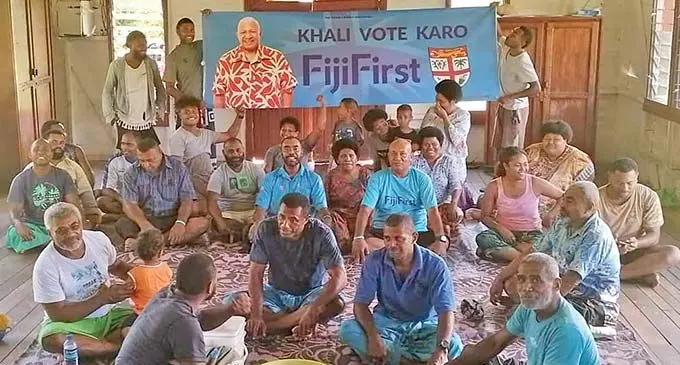 FijiFirst party candidate, Mosese Bulitavu (third row-middle) during the campaign at Nasealevu in Sasa, Macuata this week