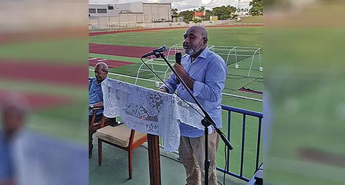 Lautoka City Council chief executive officer, Mohammed Khan during the ratepayer’s consultation held at Churchill Park, Lautoka.