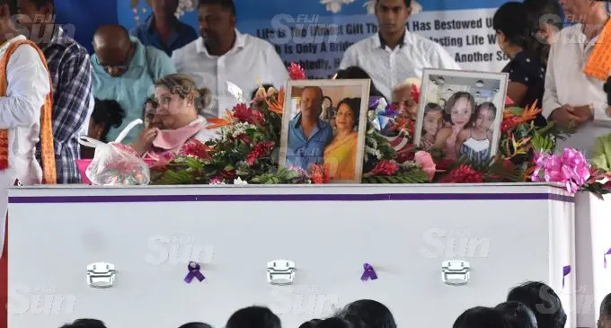 The caskets of the Nausori Highlands victims placed at the Votualevu College Hall in Nadi on August 31, 2019. Photo: Waisea Nasokia