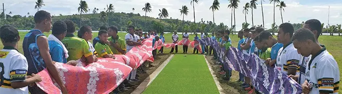 Students from the Southern Zones during the Fiji Secondary Schools cricket launch at QueenVictoria School. Photo: Alex Konrote