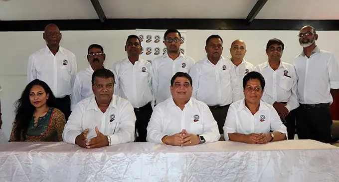 Front from left: New Fiji FA women’s vice president Naziah Ali, chief executive officer Mohammed Yusuf, president Rajesh Patel and women’s football director Susan Wise with board memebers after the Fiji FA Congress in Lautoka on May 3, 2019. Photo: Rohit Kumar