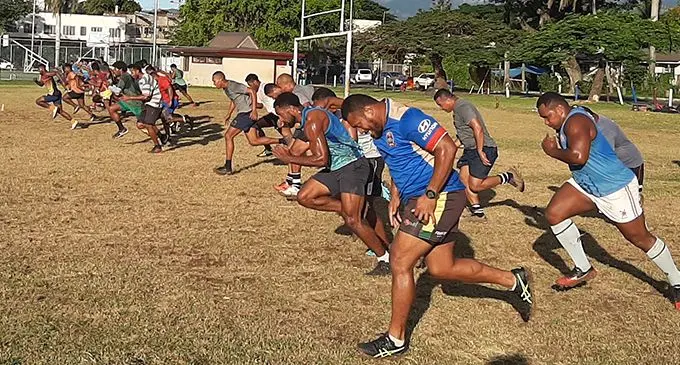 Lautoka rugby players go through their training drills at Churchill Park (Ground Three) on June 30, 2020.   Photo: Salote Qalubau