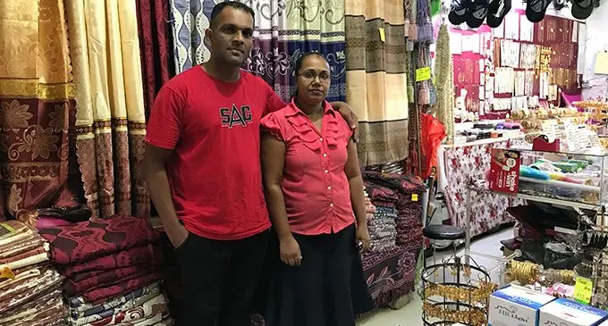 Tej Singh and his wife Lalita  Radhika in their shop, Classic Gift Emporium, in Labasa on July 8, 2020. Photo: Laisa Lui