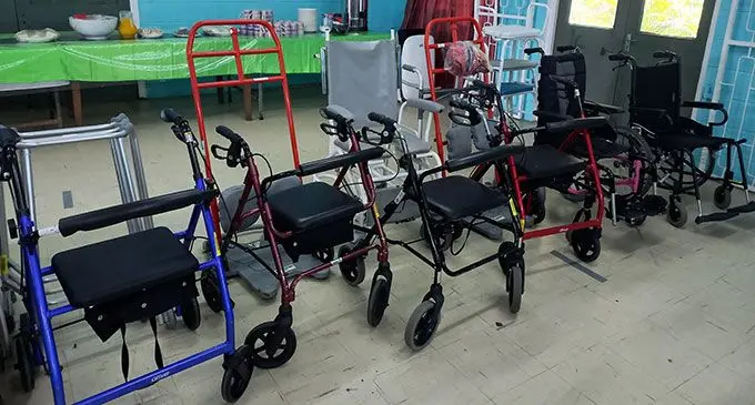 Walkers, wheelchairs and other equipment donated by PhysioNet to the Spinal Injury Association Fiji. Photo: Sheenal Charan