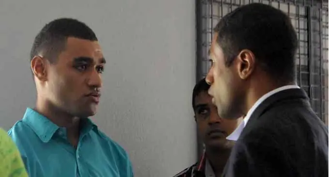 Tevita Vuniwai (left) outside the Labasa Court. Photo: Wati Talebula