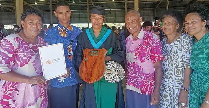 Lotaini Foiakau (third fromleft) with her parents Peni Batiniu and Emele Batiniu and her son Samuela Foiakau at Sabeto in Nadi.