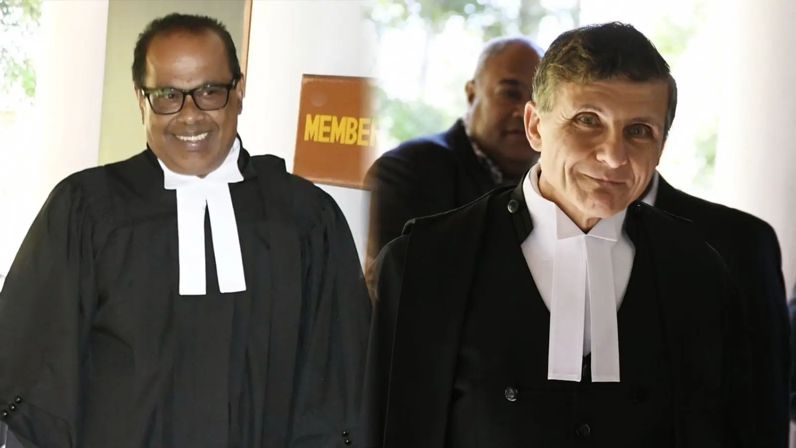 Fiji Labour Party lawyer Jagath Karunaratne and King’s Counsel, Arthur Moses.