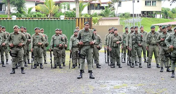 Members of the Third Battalion Fiji Infantry Regiment (3FIR) during their end of the year parade at the Queen Elizabeth Barracks drill square in Nabua.