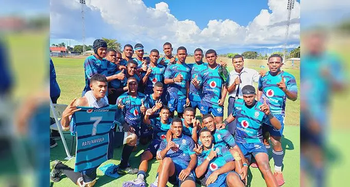 Ratu Navula College Under-18 rugby team after losing 13-8 to Natabua High School in the Vodafone Deans trophy Western Zone competition at Churchill Park, Lautoka, on August 6, 2022. Photo: Sereana Salalo