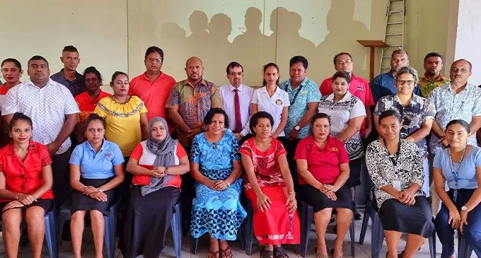 (Standing- Seventh from left-background) Divisional Health Inspector Northern Division, Vakaruru Cavuilati alongside the Labasa/Savusavu Town Council Special Administrators chairperson, Ami Kohli and restaurant operators during the General Hygiene Practice (GHP) training at Civic Centre in Labasa on July 27, 2022. Photo: Sampras Anand