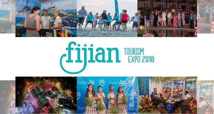 Promotional material for the 2018 Fijian Tourism Expo to be held at the Sheraton Fiji Resort, Denarau on April 10-12 