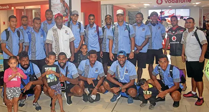 Vodafone Fiji men’s football team at Nadi International Airport on June 12, 2019. Photo: Waisea Nasokia