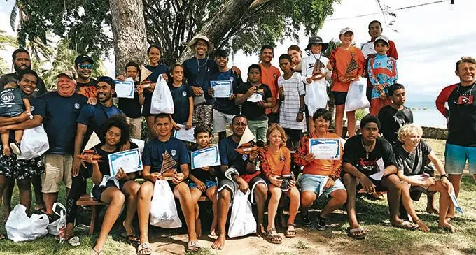 Participants after receiving their certificates after the race. Photo: Fiji Sailing
