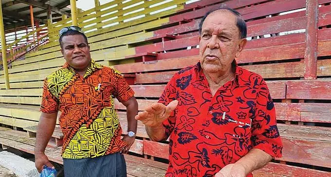 Labasa Town Council special administrator chairperson, Paul Jaduram (right), and special administrator, Samuela Ligairi, during their inspection of Subrail Park in Labasa. Photo: Sampras Anand