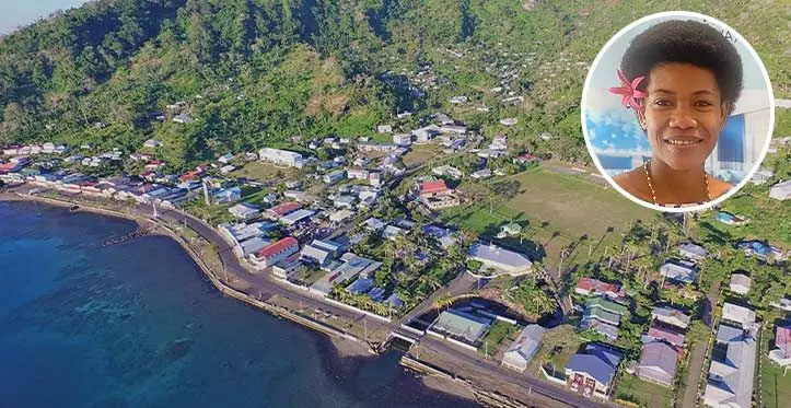 An aerial view of Levuka Town, the old capital of Fiji. inset: Tanoa Plaza service associate Kelera Botea. Photo: Maraia Vula