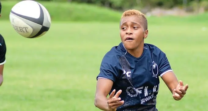 Mereula Torokoti during training with the Fijiana 7s squad members. Photo: Ronald Kumar