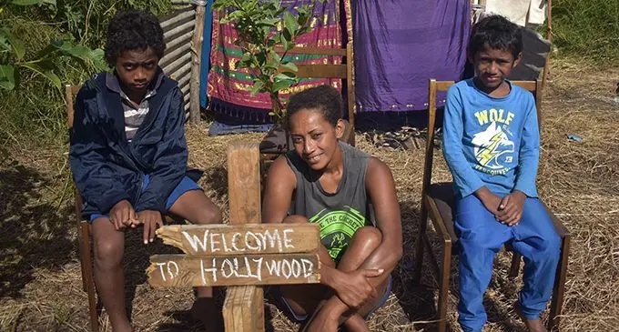 From left: Graham Woods, Atelaite Koto and Jimilai Kani at Togomasi in Dratabu, Nadi, on May 14, 2019.  Photo: Nicolette Chambers