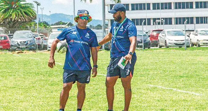 Fijian Drua 7s head coach Waisale Serevi (left) and Drua’s head of athletic performnce Nacani Cawanibuka. Photo: Fijian Drua