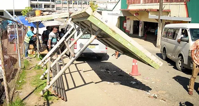 The Suva -Nausori minivan busshelter at Struan St in Suva poses a risk to pedestrians. Photo: Ronald Kumar