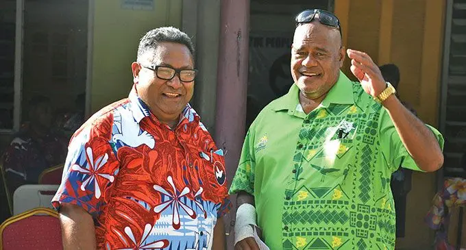 People’s Alliance New Zealand president Sai Lealea with Josaia Rayawa in Lautoka during The People’s Assembly on September 13, 2024. Photo: Waisea Nasokia
