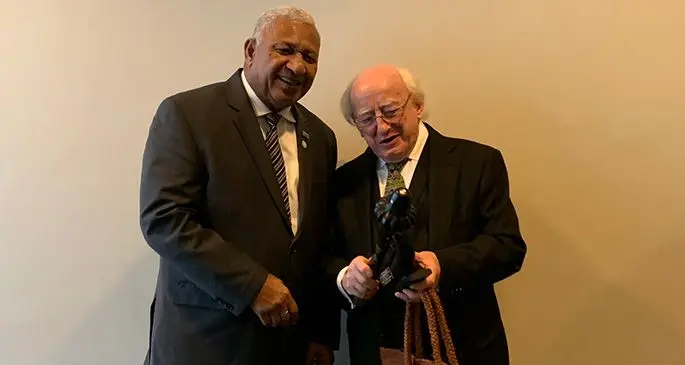 Prime Minister Voreqe Bainimarama with Irish President Michael Higgins.