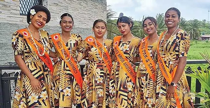 Vodafone Tebara Carnival queen contestants from left: Miss Nausori Town Council Ana Lule Raogo, Miss Rewa Pharmacy Nitika Neha, Miss Nausori Plaza Priyashna Payal Prasad, Miss Krish Amusement Shaiya Siya Kumar, Miss Pak N Save Supermarket Faaizah Shahina and Miss Taras Supermarket Vasenai Rabo.