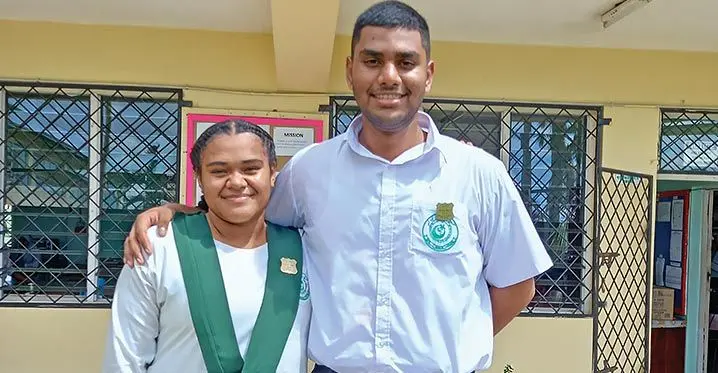 Suva Muslim College head prefects Catriona Vonokula and Abdullah Whippy.