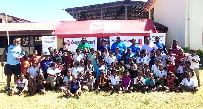 Officials from Bay of Plenty and students of Namaka Public School on May 27, 2019.  Photo: Waisea Nasokia