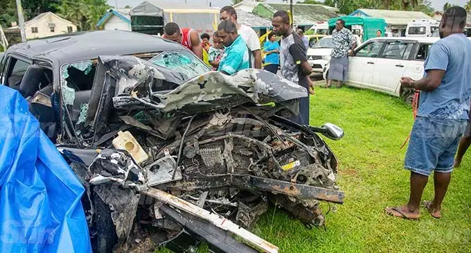 Insert of the one of the wracked vehicle outside Korolevu Police station. Photo- Leon Lord