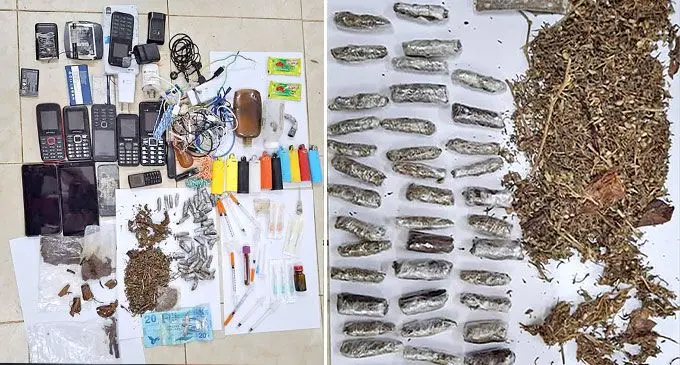 Contrabands found during a search conducted at the Suva Remand Centre at Walu Bay, Suva on February 24, 2025. Photo: Fiji Corrections Service