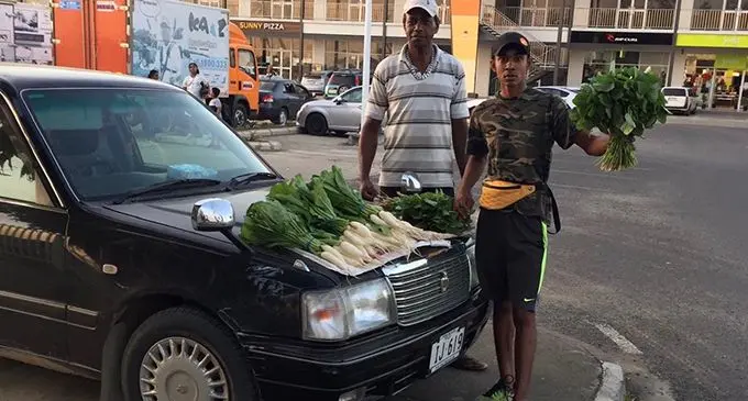 Avikash Lal (right), with Bill Soko at Votualevu, Nadi, on May 28, 2020.  Photo: Waisea Nasokia