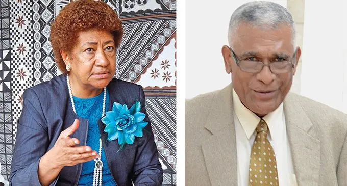 L-R: SODELPA MP Ro Teimumu Kepa and the Tui Cakau (Paramount chief of Cakaudrove) Ratu Naiqama Lalabalavu.