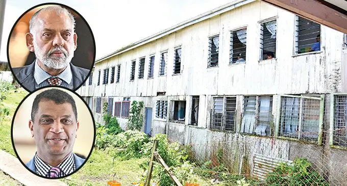 Nabua Primary School at Mead Rd. TOP INSET: The Minister for Education Aseri Radrodro (left) and Minister for Industrial Relations Agni Dea Singh. Photos: Ronald Kumar