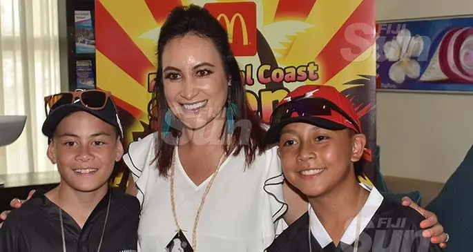 The late Jonah Lomu’s family here for the 2020 McDonald’s Coral Coast 7s. From left: Brayley Lomu, Nadene Lomu and Dhyreille Lomu at Nadi International Airport on January 14, 2020. Photo: Waisea Nasokia