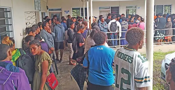 Students from Nasinu, Nausori, Tailevu and Naitasiri line up to enrol for competency training courses offered by the Nausori Campus of the Pacific Polytech.