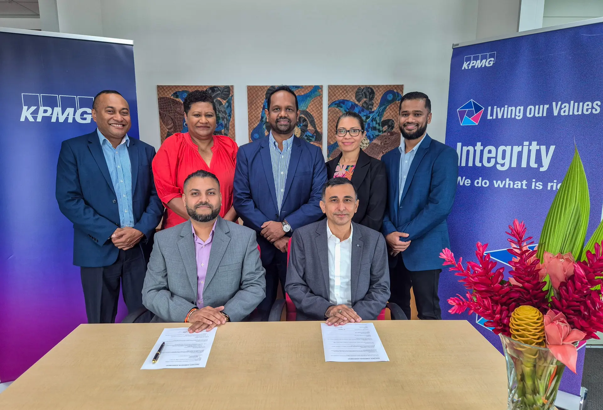  Front row from left: new Partners Mehul Tailor and Nalin Kumar. Back row from left, existing Partners Anare Manulevu, Meliki Tuinamuana, Sharvek Naidu, Marissa Apted and Mohammed Khan. (Absent from photo- Lisa Apted)