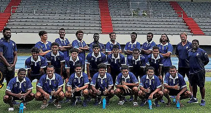 Digicel Fijian Under-19 player and coaching staff at the Stade Pater Stadium in Pirae, Tahiti on September 7, 2022. Photo; Fiji FA Media