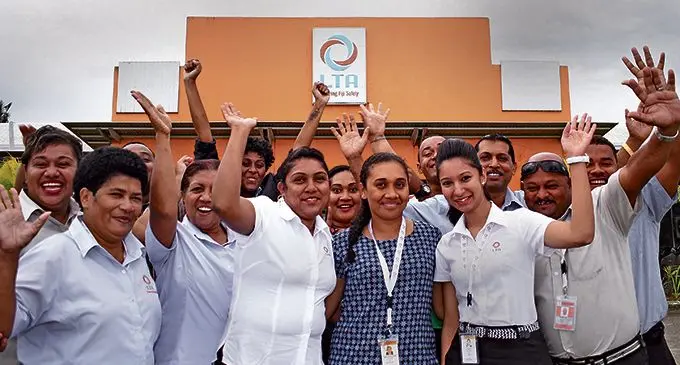 Jubilant Land Transport Authority staff members at the Valelevu LTA office show their appreciation on the announcement of their pay increment by Attorney-General and Minister for Economy Aiyaz Sayed-Khaiyum on March 6, 2018.  Photo: Ronald Kumar