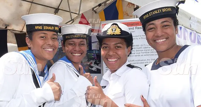 From left: Iva Vakaliwaliwa, Seraima Naiqoro, Meresaini Sokoilagi and Ema Takele during 2019 Maritime Day Celebration at Ratu Sukuna Park in Suva on September 27, 2019. Photo: Ronald Kumar