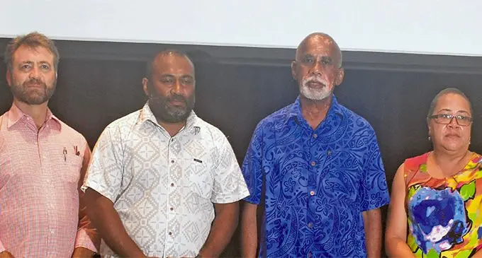 WMP Programme project manager Geoff Wilson, Minister for Health and Medical Services Dr Ifereimi Waqanibete, Na Momo na Tui Nadi Ratu Vuniyani Navuniuci and  WMP Country Director Dorris Susau at Sofitel Fiji Resort and Spa at Denarau in Nadi on March 21, 2019. Photo: Mereleki Nai