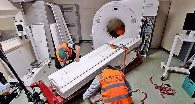 Work on installing the new CT scan machine at the Colonial War Memorial Hospital has begun.