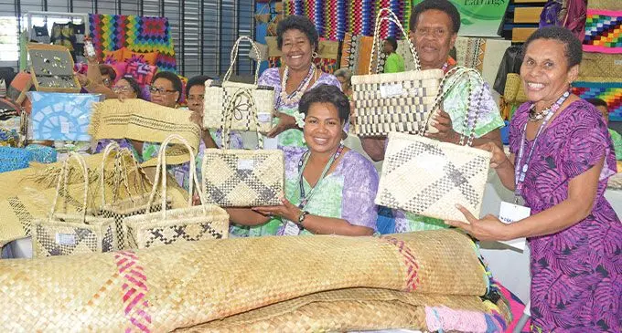 Nadroga Women’s Group members with their display during the sixth National Women’s Expo at the Vodafone Arena, Suva, on November 21, 2023. Photo: Ronald Kumar