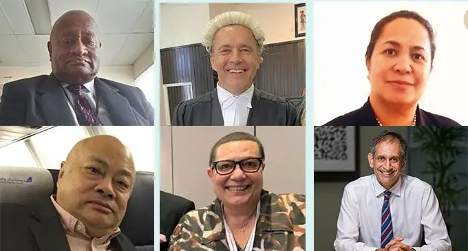 (From top L-R)) Savenaca Banuve, Nicholas Barnes, Laurel Vaurasi, Graham Leung, Gwen Philips, and  Richard Naidu.