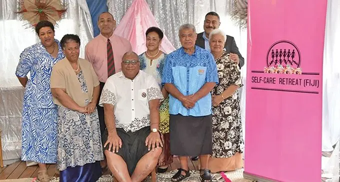 President Ratu Katonivere (sitting) alongside Mereane Vavataga (second from left) and trustees of The Self Care Retreat-Fiji at its logo launch