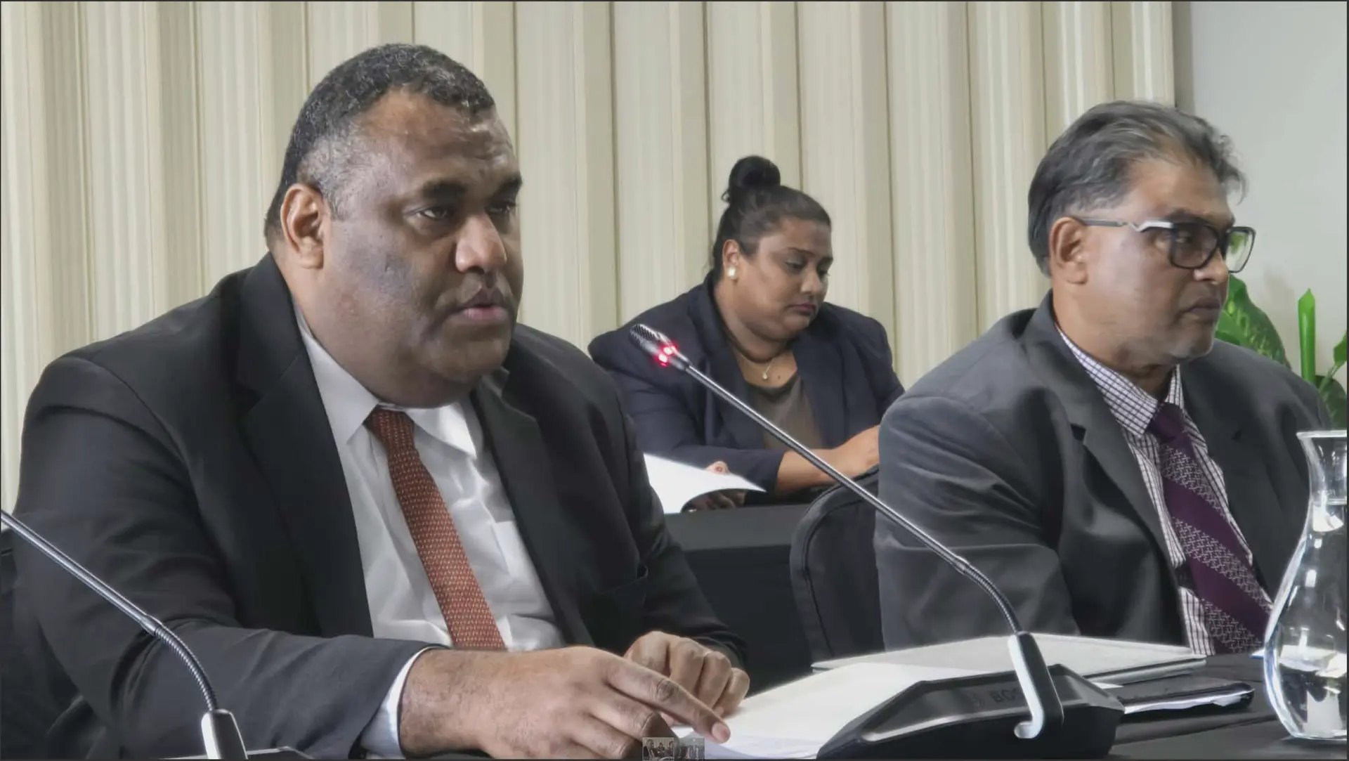 Electoral Commission Chairperson Justice Usaia Ratuvili (left) presents the Commission’s submission to the Constitutional Review Commission (CRC) on June 30, 2026.
