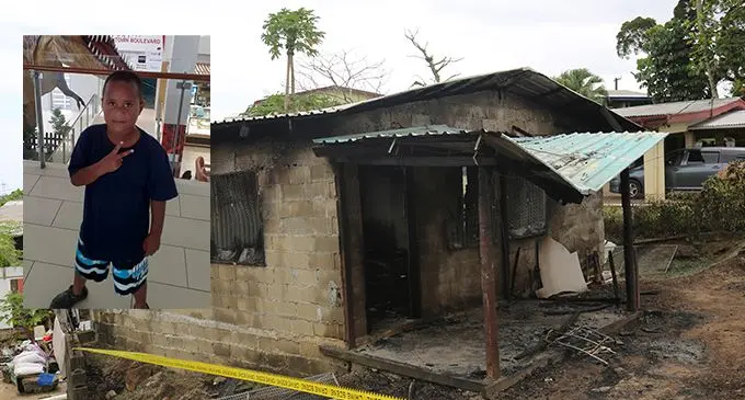 The home that caught fire at Matanikorovatu Raod at Makoi on November 24, 2019. Inset: Josh Nanovu. Photo: Kelera Sovasiga