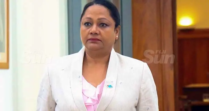 Minister for Local Government, Housing and Community Development Premila Kumar outside Parliament on July 28, 2020. Photo: Kelera Sovasiga
