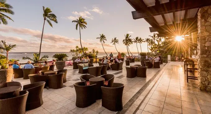 Warwick Fiji Resort  sunset deck.